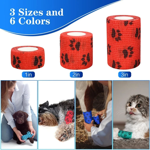 Alt view image 6 of 7 - 6pcs 2" Self Adhesive Bandage Wraps, Paw Prints A | for Dogs Pet Animals & Ankle Sprains & Swelling
