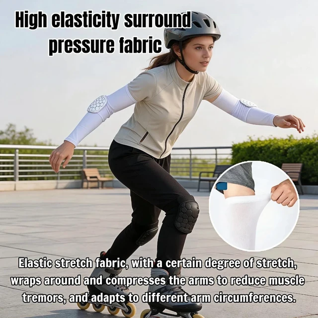 Alt view image 6 of 7 - Honeycomb Padded Elbow Sleeve,Single Layer Cushioned Compression Arm Sleeve,Non Slip Breathable Sports Elbow Support for Basketball Football Volleyball Tennis Cycling Golf(White S) 1 pair