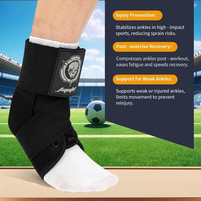 Alt view image 5 of 7 - Ankle Brace for Sprained Ankles for Women & Men, Made of Neoprene with Dual Springs, for Injury Recover, Running, Basketball and Cycling.(Blue M 11"-14")