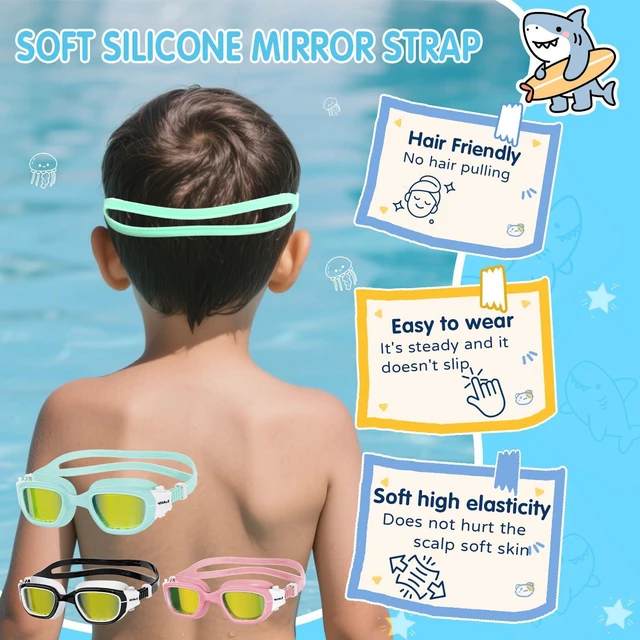 Alt view image 4 of 7 - Kids Swim Goggles Wear Comfortable UV400 Antifog Polarized Swimming Goggles Suitable for ages 3-14 (SeaGreen)