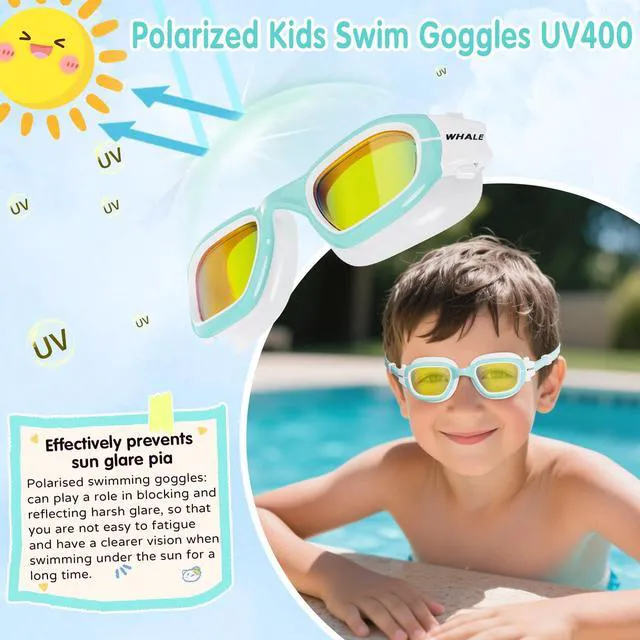 Alt view image 2 of 7 - Kids Swim Goggles Wear Comfortable UV400 Antifog Polarized Swimming Goggles Suitable for ages 3-14 (SeaGreen)