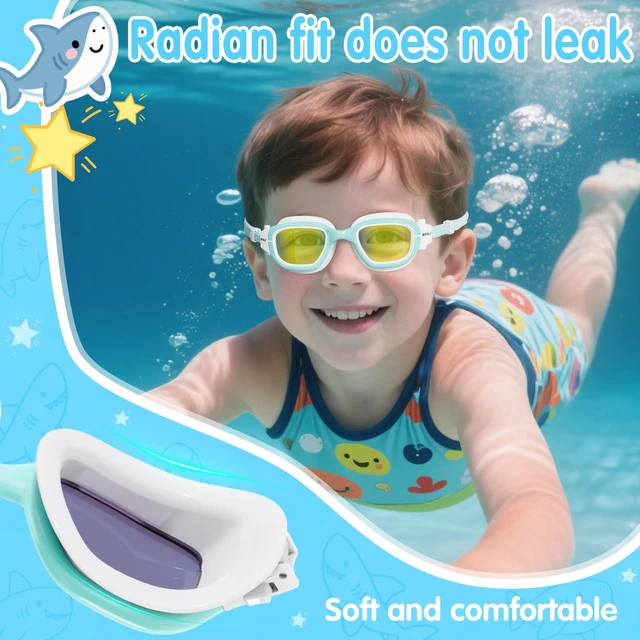 Alt view image 3 of 7 - Kids Swim Goggles Wear Comfortable UV400 Antifog Polarized Swimming Goggles Suitable for ages 3-14 (SeaGreen)