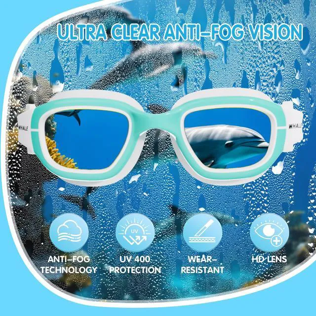 Alt view image 5 of 7 - Kids Swim Goggles Wear Comfortable UV400 Antifog Polarized Swimming Goggles Suitable for ages 3-14 (SeaGreen)