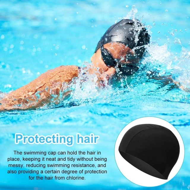 Alt view image 3 of 7 - 2 Pcs Fabric Swimming Cap, High Elastic Swimming Hat for Adults and Children, Non Slip Comfortable High Elasticity Swimming Cap, Lightweight Bathing Caps for Women Men