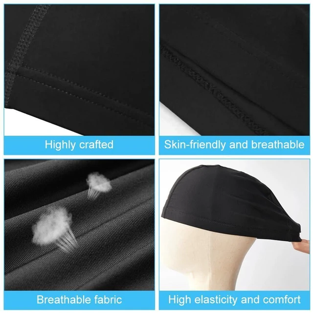 Alt view image 4 of 7 - 2 Pcs Fabric Swimming Cap, High Elastic Swimming Hat for Adults and Children, Non Slip Comfortable High Elasticity Swimming Cap, Lightweight Bathing Caps for Women Men