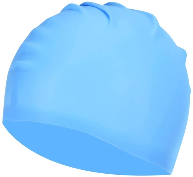 Main image of Silicone Swim Cap, Waterproof Swimming Hat Non-Slip Adult Swimming Caps for Women and Men Swim Training Racing, Light Blue