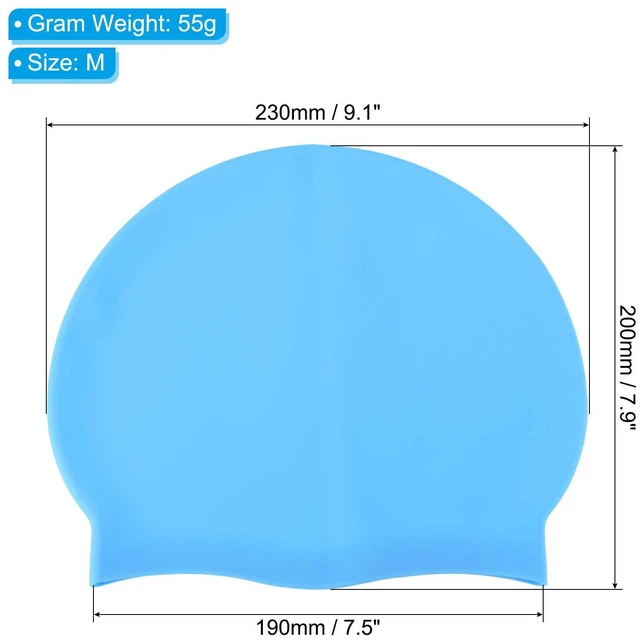 Alt view image 2 of 5 - Silicone Swim Cap, Waterproof Swimming Hat Non-Slip Adult Swimming Caps for Women and Men Swim Training Racing, Light Blue