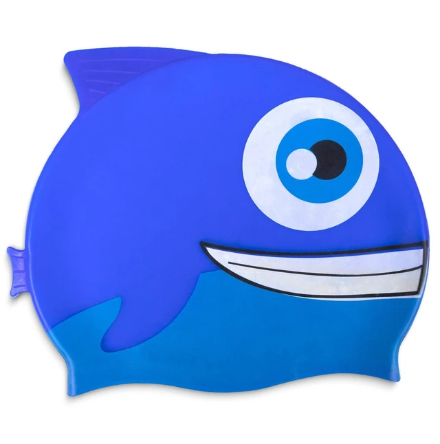 Main image of Silicone Swimming and Diving Cap for Kids and Toddlers | Pool and Aquatic Sports Accessories for Boys and Girls | Cute Fish Design Recreational & Beginner Swimwear for Children (Blue)