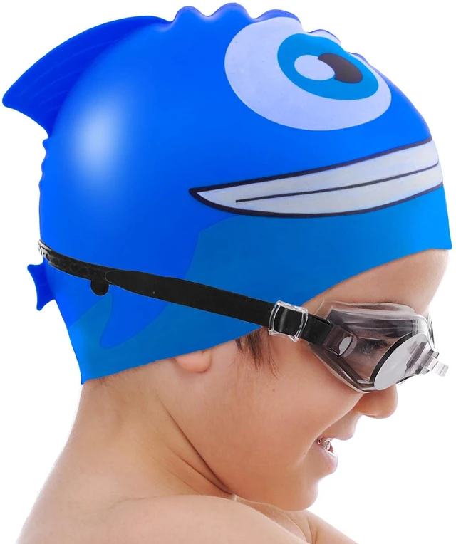 Alt view image 3 of 6 - Silicone Swimming and Diving Cap for Kids and Toddlers | Pool and Aquatic Sports Accessories for Boys and Girls | Cute Fish Design Recreational & Beginner Swimwear for Children (Blue)