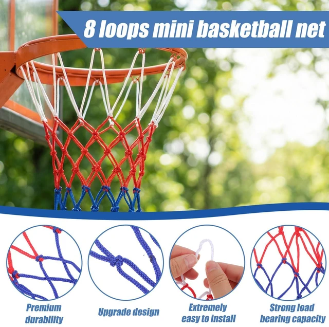 Alt view image 6 of 7 - 2 Pack Mini Basketball Nets Replacement | 8 Loops Basketball Hoop Net for Indoor and Outdoor Small Rim