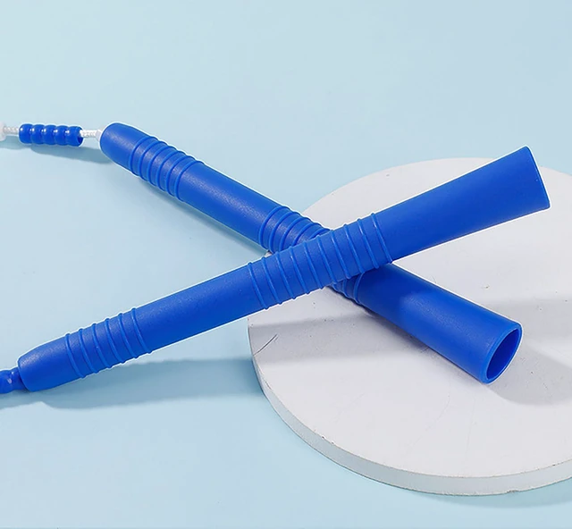 Alt view image 2 of 5 - Jumping Rope, 2 Pcs 3.28 Feet Blue and Purple Ropes with Plastic Handle for Rope Skipping (blue and purple)