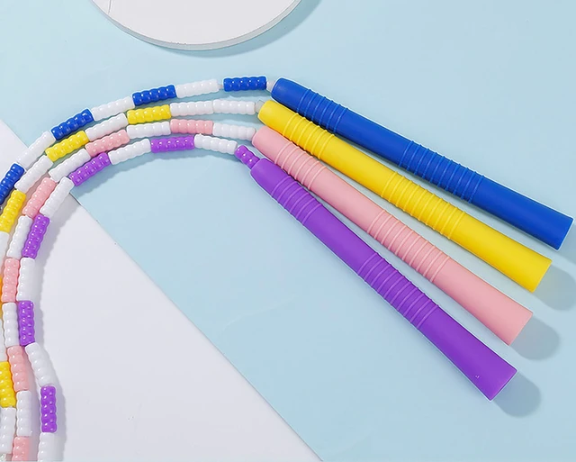 Alt view image 3 of 5 - Jumping Rope, 2 Pcs 3.28 Feet Blue and Purple Ropes with Plastic Handle for Rope Skipping (blue and purple)