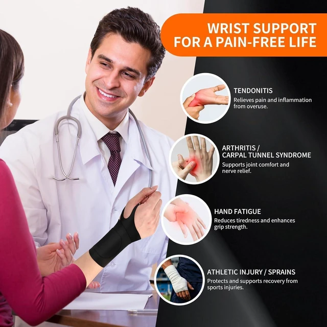 Alt view image 2 of 7 - Graphene Wrist Brace for Carpal Tunnel | Night Support for Left & Right Hands | Arthritis,Tendonitis & Wrist Sprain Pain Relief | Seamless & Breathable Fabric | Adjustable Compression Wraps