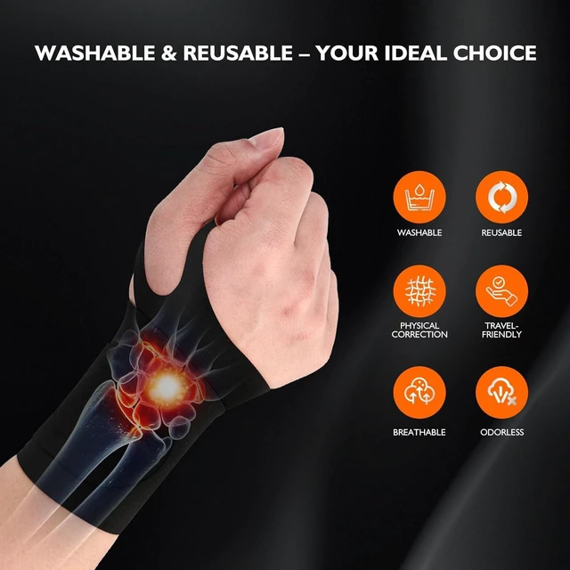 Alt view image 3 of 7 - Graphene Wrist Brace for Carpal Tunnel | Night Support for Left & Right Hands | Arthritis,Tendonitis & Wrist Sprain Pain Relief | Seamless & Breathable Fabric | Adjustable Compression Wraps