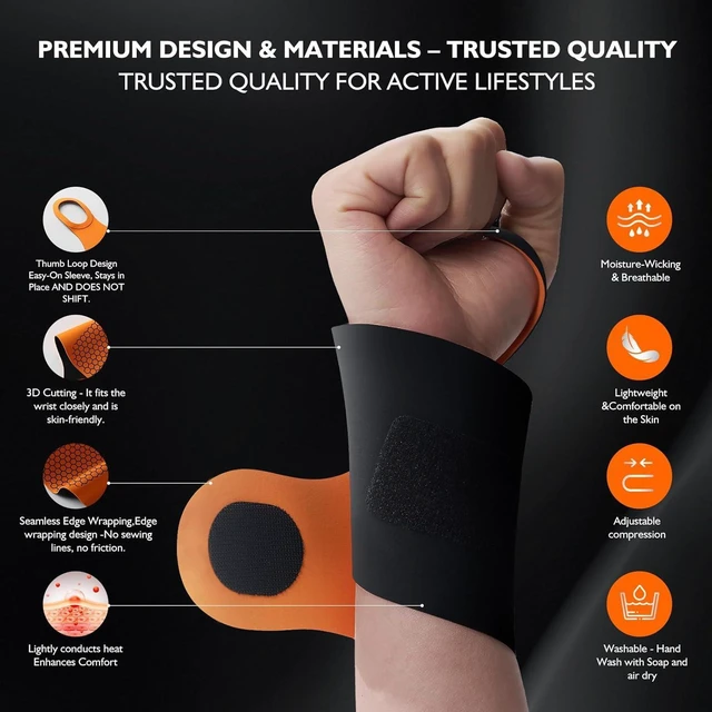 Alt view image 4 of 7 - Graphene Wrist Brace for Carpal Tunnel | Night Support for Left & Right Hands | Arthritis,Tendonitis & Wrist Sprain Pain Relief | Seamless & Breathable Fabric | Adjustable Compression Wraps