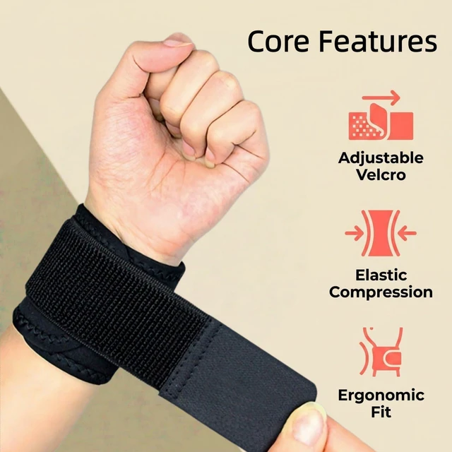 Alt view image 3 of 7 - Adjustable Wrist Support Brace, Compression Wrist Wraps for Men & Women, Wrist Guard for Sports, Fitness, Weightlifting, Tendonitis, Carpal Tunnel Pain Relief, One Size Fits Most (1)