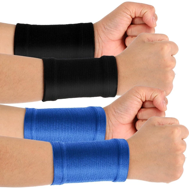 Main image of Wrist Compression Sleeve,2 Pairs Wrist Brace Hand Band Black + Blue | Spandex, Soft, Elastic, Sport Support Wraps, Arthritis Pain Relief, for Men Women, Work Gym, Typing Golf Volleyball