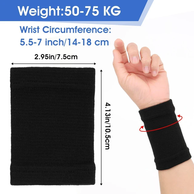 Alt view image 2 of 7 - Wrist Compression Sleeve,2 Pairs Wrist Brace Hand Band Black + Blue | Spandex, Soft, Elastic, Sport Support Wraps, Arthritis Pain Relief, for Men Women, Work Gym, Typing Golf Volleyball