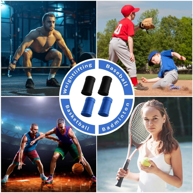 Alt view image 6 of 7 - Wrist Compression Sleeve,2 Pairs Wrist Brace Hand Band Black + Blue | Spandex, Soft, Elastic, Sport Support Wraps, Arthritis Pain Relief, for Men Women, Work Gym, Typing Golf Volleyball