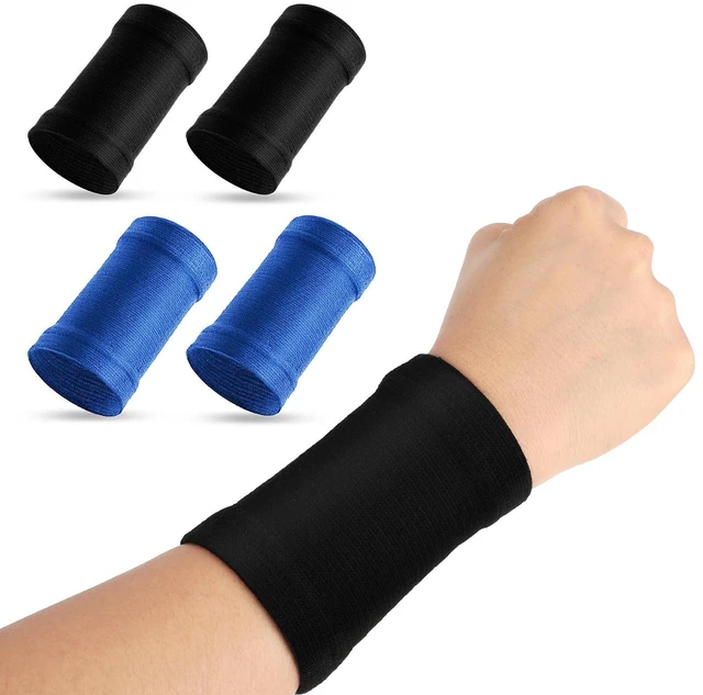 Alt view image 7 of 7 - Wrist Compression Sleeve,2 Pairs Wrist Brace Hand Band Black + Blue | Spandex, Soft, Elastic, Sport Support Wraps, Arthritis Pain Relief, for Men Women, Work Gym, Typing Golf Volleyball