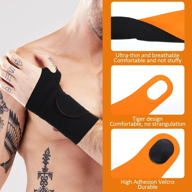 Alt view image 3 of 7 - 2PCS Ulnar Wrist Brace for Carpal Tunnel, Ultra-Thin Wrist Wraps for Pain Relief Elastic Hand Braces Compression and Support for Fitness Enthusiasts for Right & Left Hand (Black, Orange)