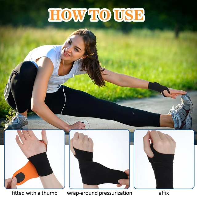 Alt view image 4 of 7 - 2PCS Ulnar Wrist Brace for Carpal Tunnel, Ultra-Thin Wrist Wraps for Pain Relief Elastic Hand Braces Compression and Support for Fitness Enthusiasts for Right & Left Hand (Black, Orange)