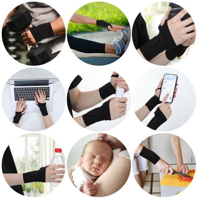 Alt view image 6 of 7 - 2PCS Ulnar Wrist Brace for Carpal Tunnel, Ultra-Thin Wrist Wraps for Pain Relief Elastic Hand Braces Compression and Support for Fitness Enthusiasts for Right & Left Hand (Black, Orange)