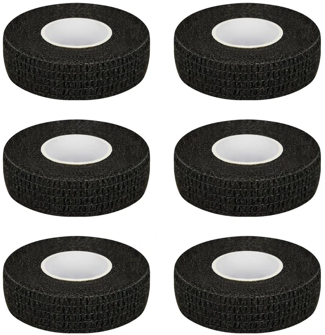 Main image of 6pcs 1/2in Self Adhesive Bandage Wraps, 5 Yards Black | for Sports, Wrist, Ankle and Swelling