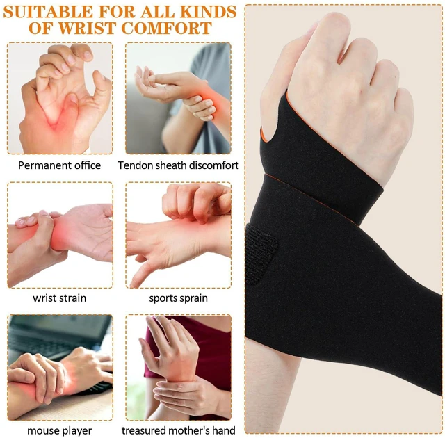 Alt view image 5 of 7 - 2PCS Ulnar Wrist Brace for Carpal Tunnel, Ultra-Thin Wrist Wraps for Pain Relief Elastic Hand Braces Compression and Support for Fitness Enthusiasts for Right & Left Hand (Black, Orange)