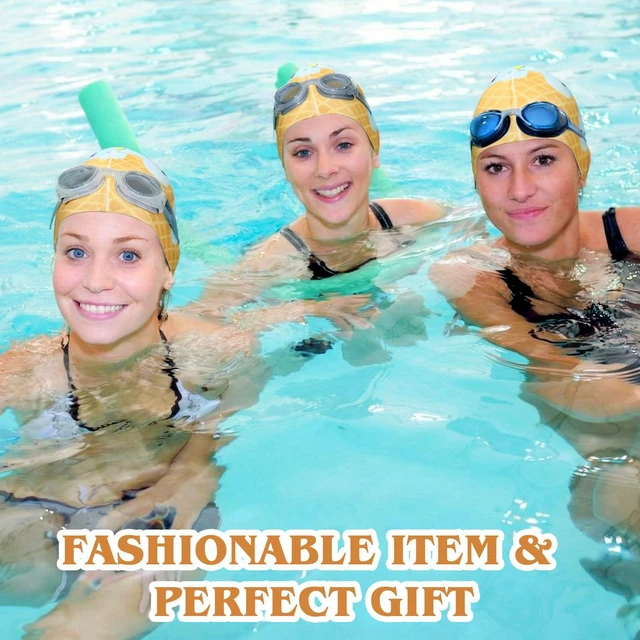 Alt view image 7 of 7 - Funny Swim Cap for Women Elastic Non Slip Silicone Ice Cream Cute Swim Cap for Adult with Dimension Height 7.6, Opening 7.6, Easy Wear and Removal Suitable for Long and Short Hair(Blue)