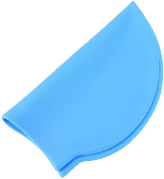 Alt view image 3 of 5 - Silicone Swim Cap, Waterproof Swimming Hat Non-Slip Adult Swimming Caps for Women and Men Swim Training Racing, Light Blue
