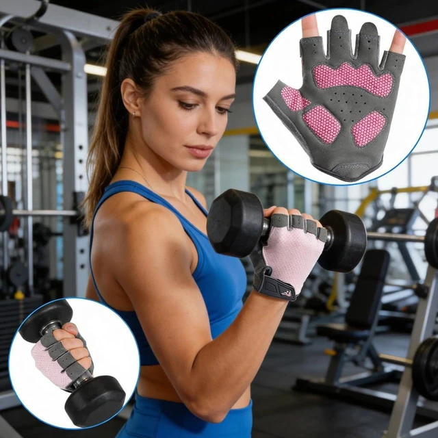 Alt view image 2 of 7 - Womens Workout-Cycling-Fingerless-Gloves Anti-Slip Breathable-Sport-Gloves | Unisex breathable mesh,padded palms adjustable wrist straps for cycling, gym training, climbing and outdoor sports