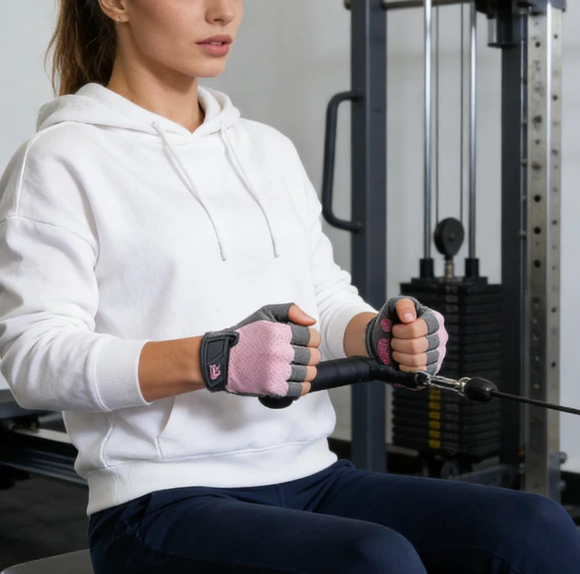 Alt view image 3 of 7 - Womens Workout-Cycling-Fingerless-Gloves Anti-Slip Breathable-Sport-Gloves | Unisex breathable mesh,padded palms adjustable wrist straps for cycling, gym training, climbing and outdoor sports