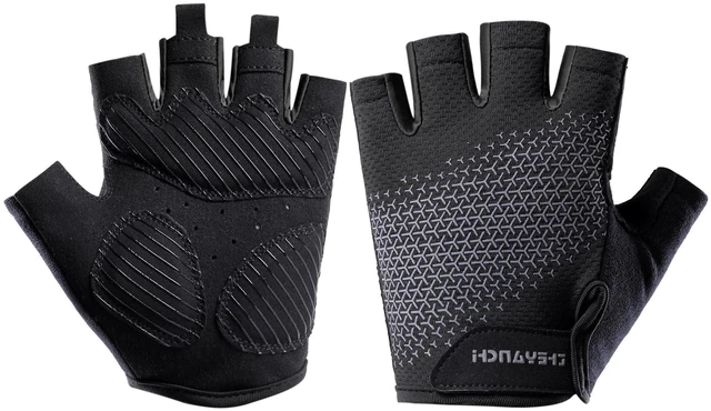 Main image of Fingerless Workout Gloves for Men Women Bike Gloves for Men Cycling Bicycle Accessories, Guantes para Bicicleta Hombre Guantes Ciclismo Hombre (Black, Large)