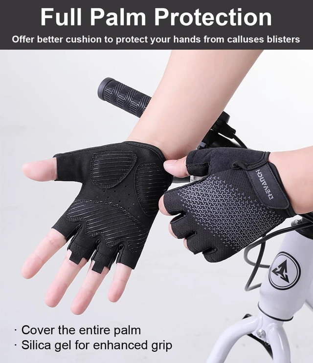 Alt view image 2 of 7 - Fingerless Workout Gloves for Men Women Bike Gloves for Men Cycling Bicycle Accessories, Guantes para Bicicleta Hombre Guantes Ciclismo Hombre (Black, Large)