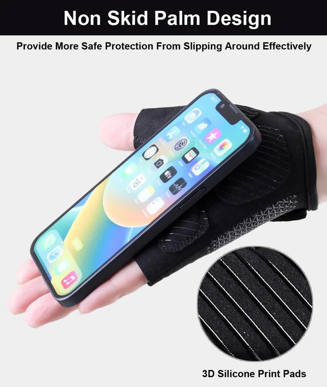 Alt view image 3 of 7 - Fingerless Workout Gloves for Men Women Bike Gloves for Men Cycling Bicycle Accessories, Guantes para Bicicleta Hombre Guantes Ciclismo Hombre (Black, Large)