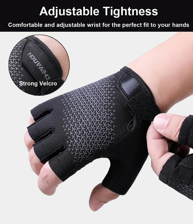 Alt view image 5 of 7 - Fingerless Workout Gloves for Men Women Bike Gloves for Men Cycling Bicycle Accessories, Guantes para Bicicleta Hombre Guantes Ciclismo Hombre (Black, Large)