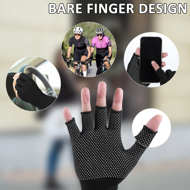 Alt view image 3 of 7 - 2 Pcs Lightweight Men and Women Half-Finger Slip Breathable Fingerless Work Gloves, Cycling Thin Gloves, Fingerless Work Gloves for Climbing, Gym, Training, Workout, Weight Lifting Outdoor