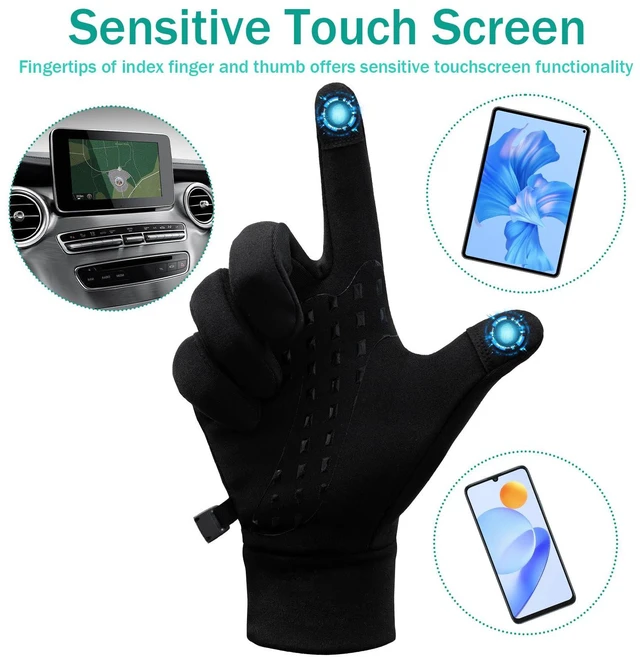 Alt view image 3 of 7 - Running Gloves for Men Women Winter Touch Screen Lightweight Thin Thermal Liners for Cycling Driving