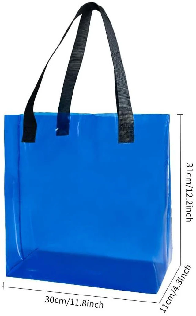 Alt view image 4 of 6 - Purple PVC Beach Bag Waterproof Clear Tote Bag12.2"x11.81"x4.33" Sandproof with Handles, Heavy Duty for Pool & Travel (B090-D2106-4-Weave Handle)