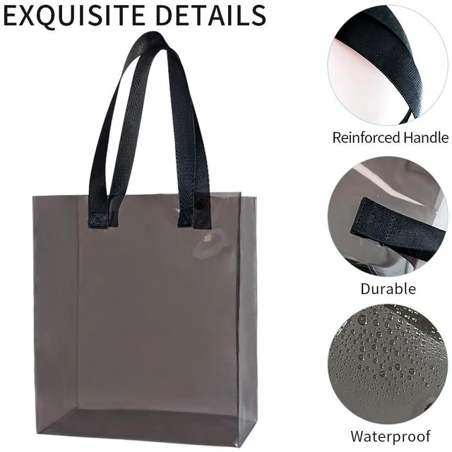 Alt view image 4 of 5 - Black Clear PVC Tote Bag wit Handles13.3 x 11.8 x 3.94 inches Stadium Approved Transparent Plastic Beach Bag for Women (Black)