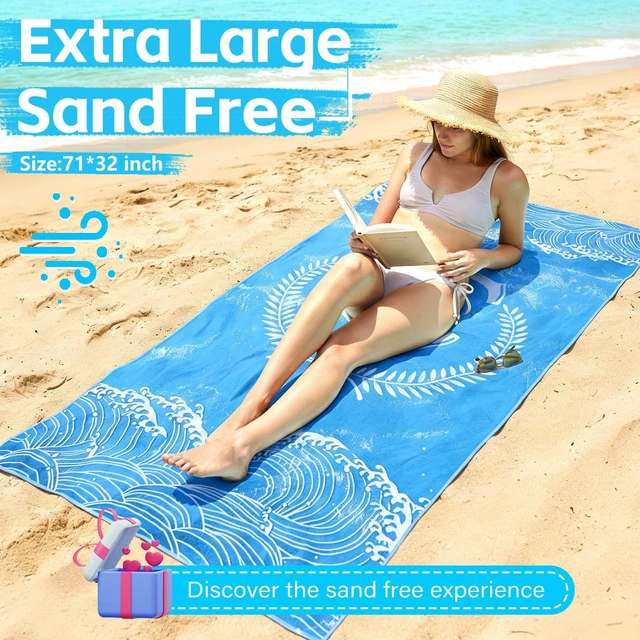 Alt view image 3 of 7 - Personalized Monogrammed Thin Beach Towel Sand Free Quick Dry Super Absorbent Customized Initial Letter Lightweight Oversized Pool Swim Microfiber Towels T Gifts for Women