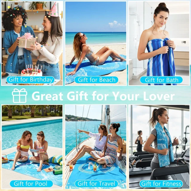 Alt view image 7 of 7 - Personalized Monogrammed Thin Beach Towel Sand Free Quick Dry Super Absorbent Customized Initial Letter Lightweight Oversized Pool Swim Microfiber Towels T Gifts for Women