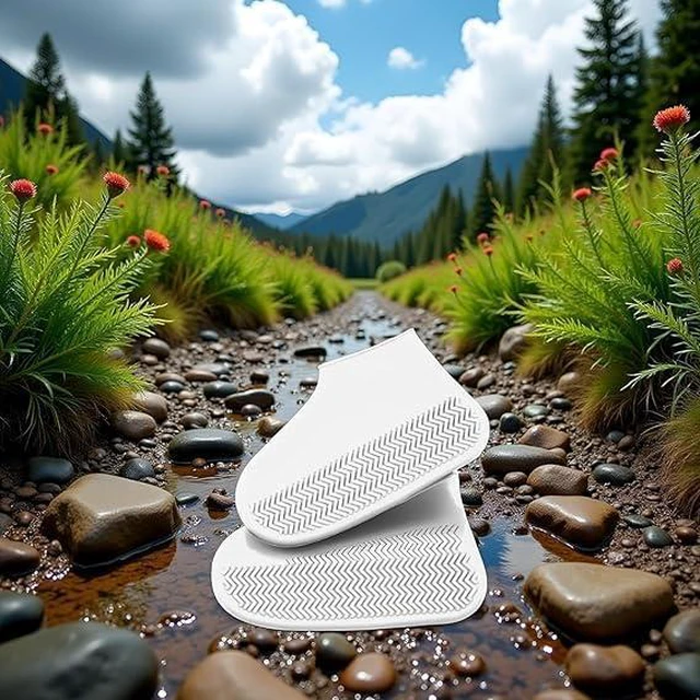 Alt view image 5 of 7 - 1 Pairs Clear Shoe Covers Waterproof Silicone Rain Shoe Covers Hard Sole Version Non Slip Reusable Shoe Covers for Women and Men 40-44