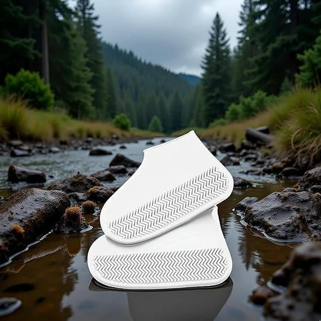 Alt view image 6 of 7 - 1 Pairs Clear Shoe Covers Waterproof Silicone Rain Shoe Covers Hard Sole Version Non Slip Reusable Shoe Covers for Women and Men 40-44