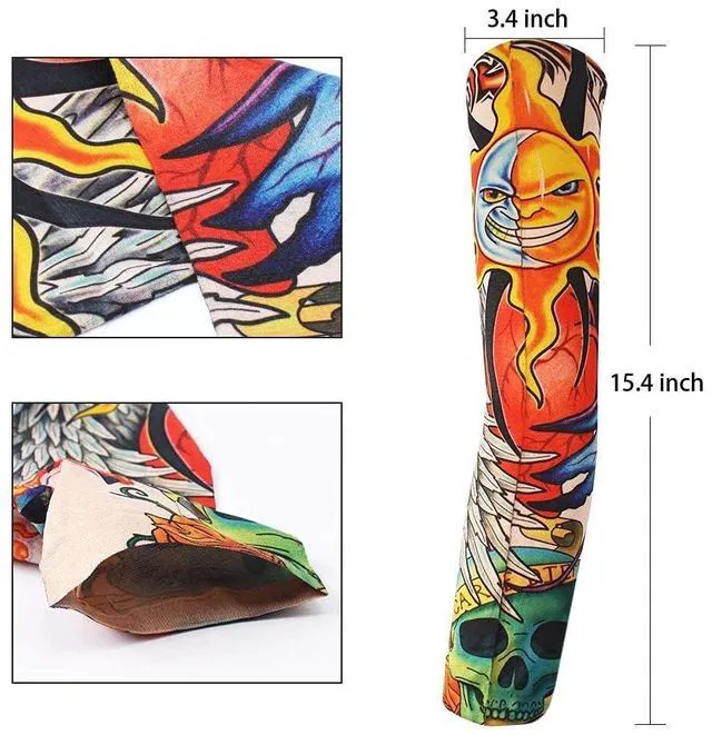 Alt view image 2 of 7 - 6 Pcs Tattoo Sleeves for Men Women UV Protection Arm Sleeves (017-6PC) | Breathable Cooling Fabric, Realistic Effect, Tattoo Cover Up Sleeve, UV Protection Arm Sleeves, Stretch Compression Fit