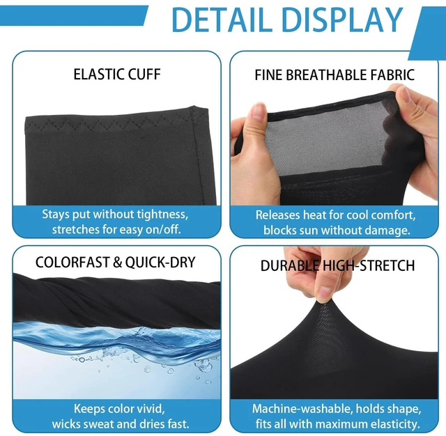 Alt view image 5 of 7 - Arm Sleeves with Thumb Hole Cooling Sleeve to Cover Tattoo, Black | Outdoor Sports Sleeve Arm for Men Women UV Protection
