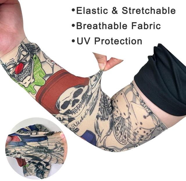 Alt view image 3 of 7 - 6 Pcs Tattoo Sleeves for Men Women UV Protection Arm Sleeves (017-6PC) | Breathable Cooling Fabric, Realistic Effect, Tattoo Cover Up Sleeve, UV Protection Arm Sleeves, Stretch Compression Fit
