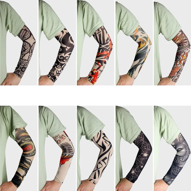 Alt view image 5 of 7 - 6 Pcs Tattoo Sleeves for Men Women UV Protection Arm Sleeves (017-6PC) | Breathable Cooling Fabric, Realistic Effect, Tattoo Cover Up Sleeve, UV Protection Arm Sleeves, Stretch Compression Fit
