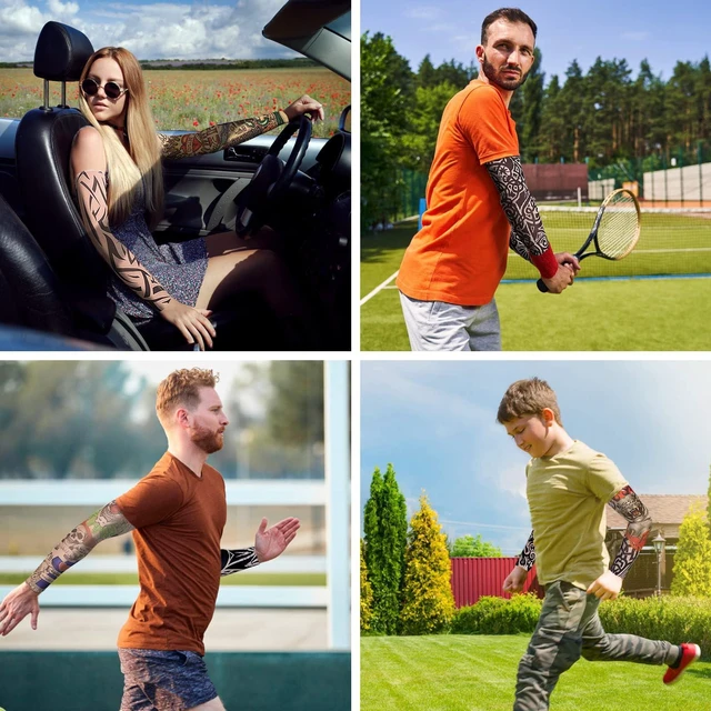 Alt view image 7 of 7 - 6 Pcs Tattoo Sleeves for Men Women UV Protection Arm Sleeves (017-6PC) | Breathable Cooling Fabric, Realistic Effect, Tattoo Cover Up Sleeve, UV Protection Arm Sleeves, Stretch Compression Fit
